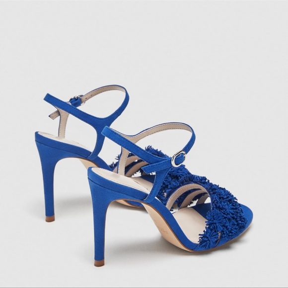 Zara suede Floral High Heel Sandals - Picture 4 of 10